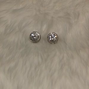 Large Sterling silver and CZ stud earrings